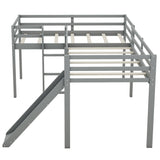 Hearth and Haven Oracle L-Shaped Twin Size Loft Bed with Ladder and Slide, Grey GX000242AAE-1