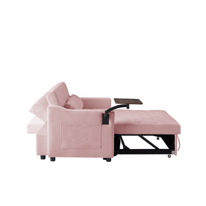 English Elm PINK Velvet Sofa Bed with Foam Seat, Solid Wood Frame, Plush Upholstery, Compact 46" L Convertible Couch W588136690
