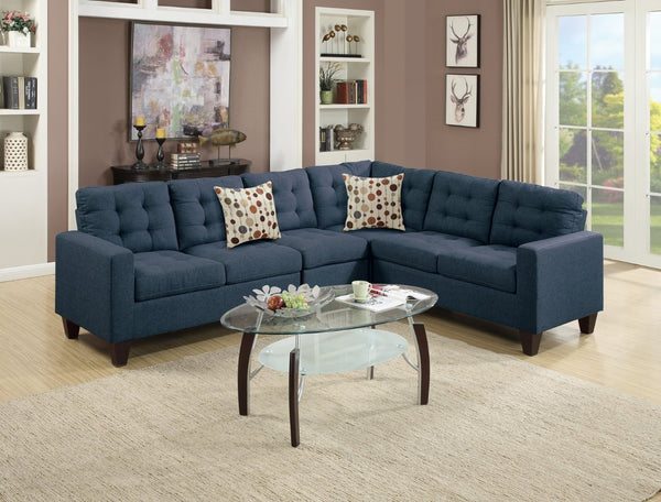 English Elm Modular Navy Polyfiber Sectional Sofa Four Piece Tufted Living Room Couch Set B011S00678