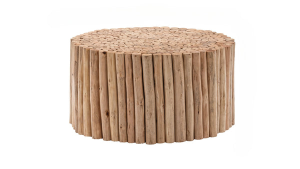 English Elm T1009 Handcrafted Round Coffee Table with Carved Wood Top, Modern Rustic Charm for Living Rooms Natural B009140748