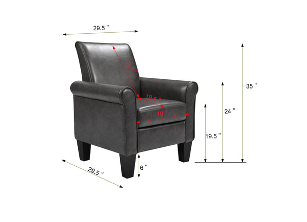 English Elm Accent Accent Chairs Plush Fabric Armchair for Living Room Bedroom Office Reading Comfort Modern Design Durable Supportive Cushions Grey W141765015