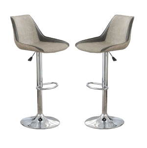 English Elm Dining Adjustable Bar Stool Set of 2 — Modern Faux Leather Upholstered Seats, Chrome Base, Height Adjustable LIGHT GREY 17 L x 21 W x 24 H B011P151353