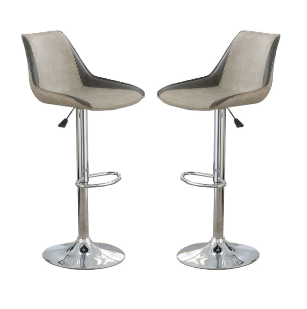 English Elm Dining Adjustable Bar Stool Set of 2 — Modern Faux Leather Upholstered Seats, Chrome Base, Height Adjustable LIGHT GREY 17 L x 21 W x 24 H B011P151353