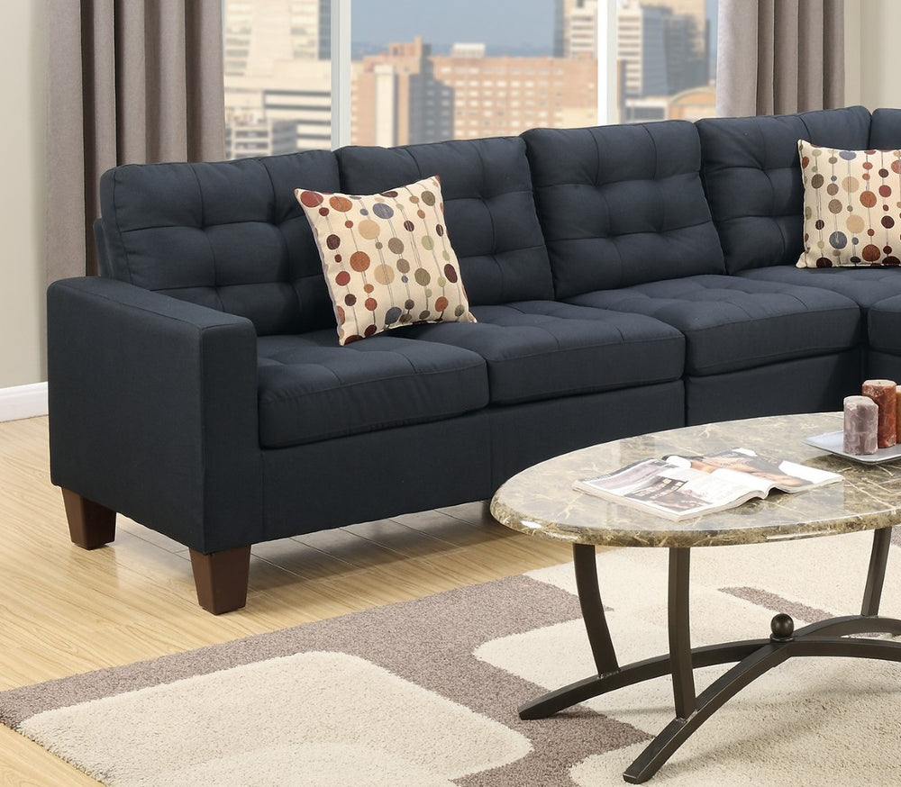 English Elm Modular Four Piece Sectional Sofa Black Polyfiber Tufted Living Room Couch Set B011S00677