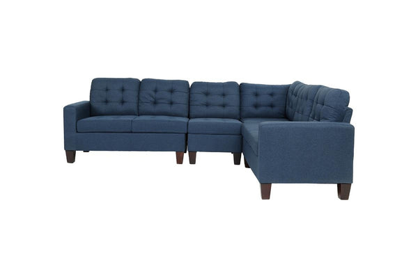 English Elm Modular Navy Polyfiber Sectional Sofa Four Piece Tufted Living Room Couch Set B011S00678
