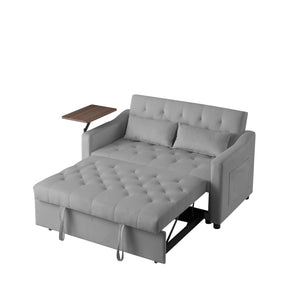English Elm GREY Velvet Sofa Bed - Stylish Convertible Velvet Upholstery, Foam Comfort, Solid Wood Frame, Black Legs W588136689