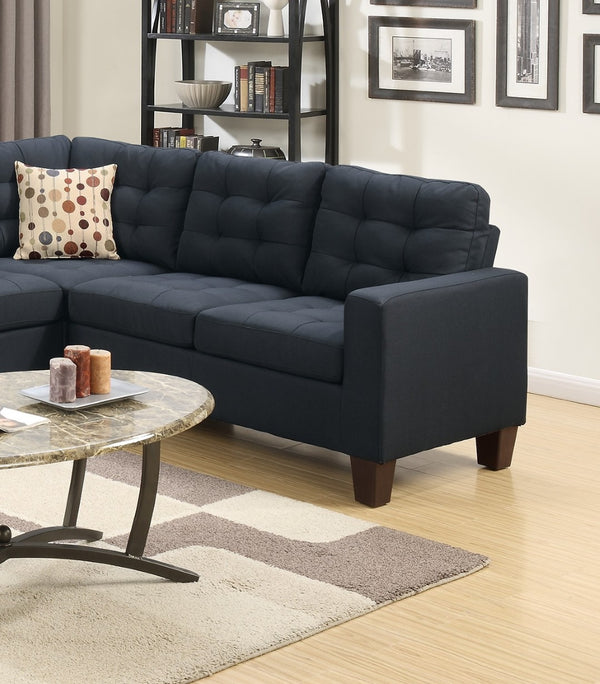 English Elm Modular Four Piece Sectional Sofa Black Polyfiber Tufted Living Room Couch Set B011S00677