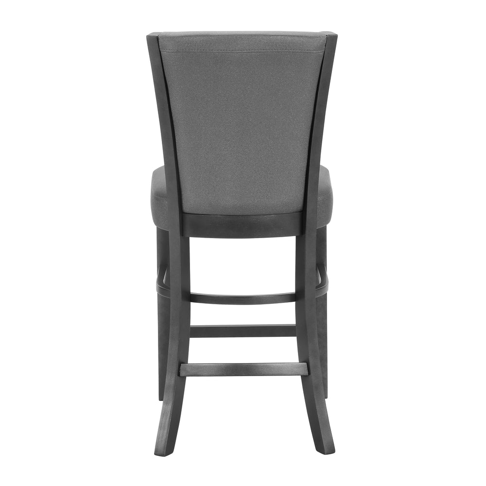 English Elm 2Pc Contemporary Glam Counter Height Dining Chairs - Plush Gray Fabric & Rich Black Wooden Frame B011P151403