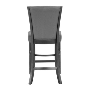 English Elm 2Pc Contemporary Glam Counter Height Dining Chairs - Plush Gray Fabric & Rich Black Wooden Frame B011P151403