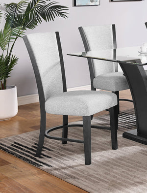 English Elm 2Pc Contemporary Glam Upholstered Dining Chairs Set In Dove Gray Fabric For Modern Elegance & Comfort B011P151401