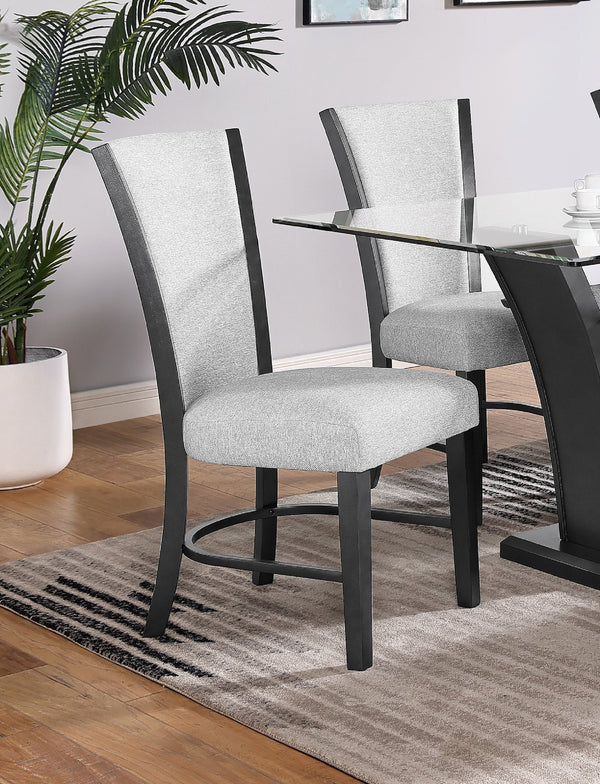 English Elm 2Pc Contemporary Glam Upholstered Dining Chairs Set In Dove Gray Fabric For Modern Elegance & Comfort B011P151401
