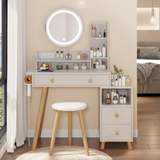 Round Mirror Bedside Cabinet - 17