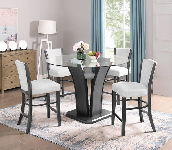 English Elm 2Pc Contemporary Glam Upholstered Dining Side Chairs Set - Dove Gray Fabric, Stylish Black Frame B011P151402