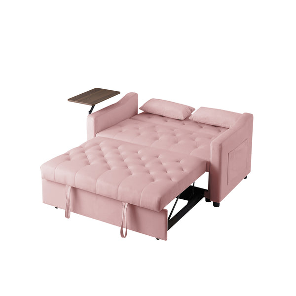 English Elm PINK Velvet Sofa Bed with Foam Seat, Solid Wood Frame, Plush Upholstery, Compact 46" L Convertible Couch W588136690
