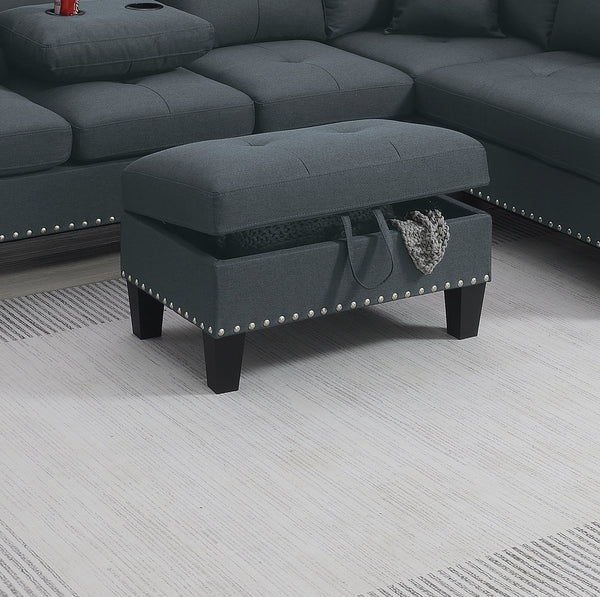English Elm Living Plush 2‑Piece Sectional Sofa Set with Tufted Tweeted‑Like Velvet, Nailhead Trim, Pillows Included Charcoal 32 L x 15 W x 70 H B011S00668