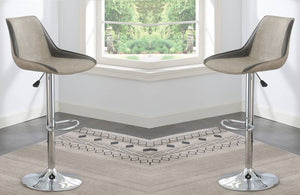 English Elm Dining Adjustable Bar Stool Set of 2 — Modern Faux Leather Upholstered Seats, Chrome Base, Height Adjustable LIGHT GREY 17 L x 21 W x 24 H B011P151353