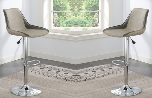 English Elm Dining Adjustable Bar Stool Set of 2 — Modern Faux Leather Upholstered Seats, Chrome Base, Height Adjustable LIGHT GREY 17 L x 21 W x 24 H B011P151353