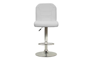 English Elm Adjustable Leather-Style Bar Stools Set of 2 with Chrome Base, Footrest, Modern Hotel-Style Appeal White 18 L x 18 W x 27 H B011P151352