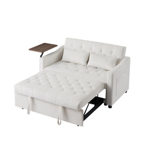 English Elm CREAM Velvet Sofa Bed with Foam Seating, Solid Wood Frame, Cream White Upholstery & Black Legs - Convertible Comfort and Durable Construction for Small Spaces W588136688