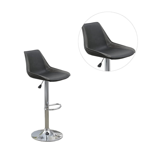 English Elm Dining Adjustable Bar Stool Set of 2 — Modern Faux Leather Upholstered Seats, Chrome Base, Height Adjustable Ebony 17 L x 21 W x 24 H B011P151354