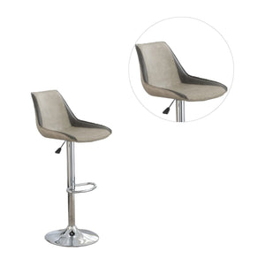 English Elm Dining Adjustable Bar Stool Set of 2 — Modern Faux Leather Upholstered Seats, Chrome Base, Height Adjustable LIGHT GREY 17 L x 21 W x 24 H B011P151353