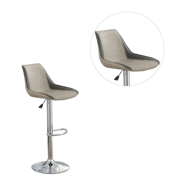 English Elm Dining Adjustable Bar Stool Set of 2 — Modern Faux Leather Upholstered Seats, Chrome Base, Height Adjustable LIGHT GREY 17 L x 21 W x 24 H B011P151353