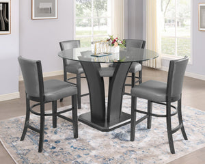 English Elm 2Pc Contemporary Glam Counter Height Dining Chairs - Plush Gray Fabric & Rich Black Wooden Frame B011P151403
