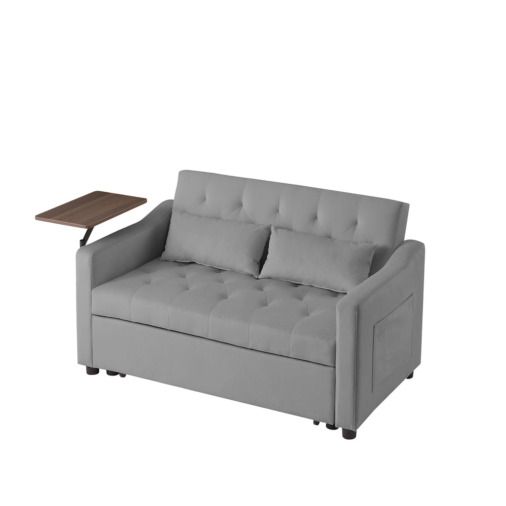 English Elm GREY Velvet Sofa Bed - Stylish Convertible Velvet Upholstery, Foam Comfort, Solid Wood Frame, Black Legs W588136689