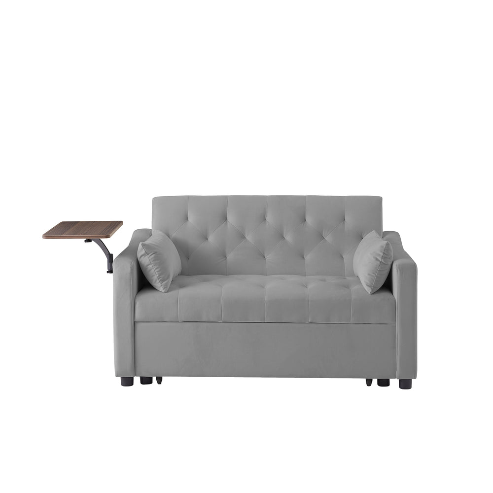 English Elm GREY Velvet Sofa Bed - Stylish Convertible Velvet Upholstery, Foam Comfort, Solid Wood Frame, Black Legs W588136689
