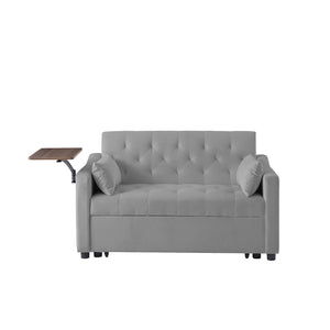 English Elm GREY Velvet Sofa Bed - Stylish Convertible Velvet Upholstery, Foam Comfort, Solid Wood Frame, Black Legs W588136689
