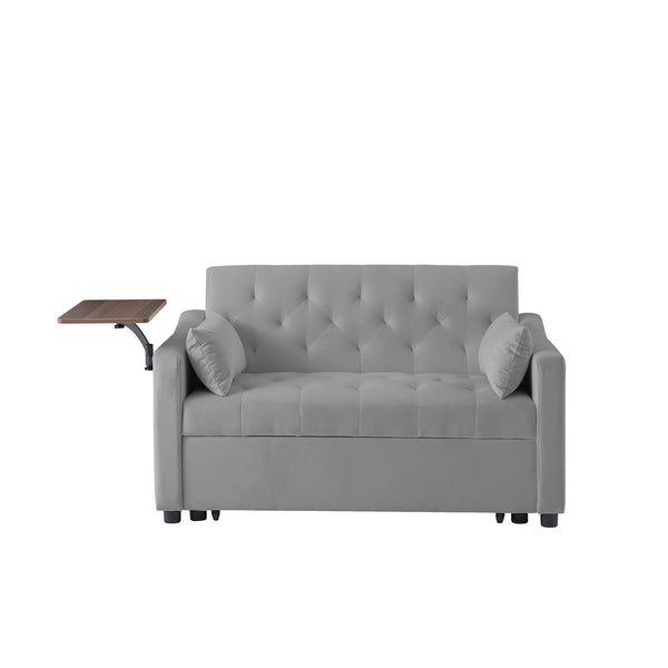 English Elm GREY Velvet Sofa Bed - Stylish Convertible Velvet Upholstery, Foam Comfort, Solid Wood Frame, Black Legs W588136689