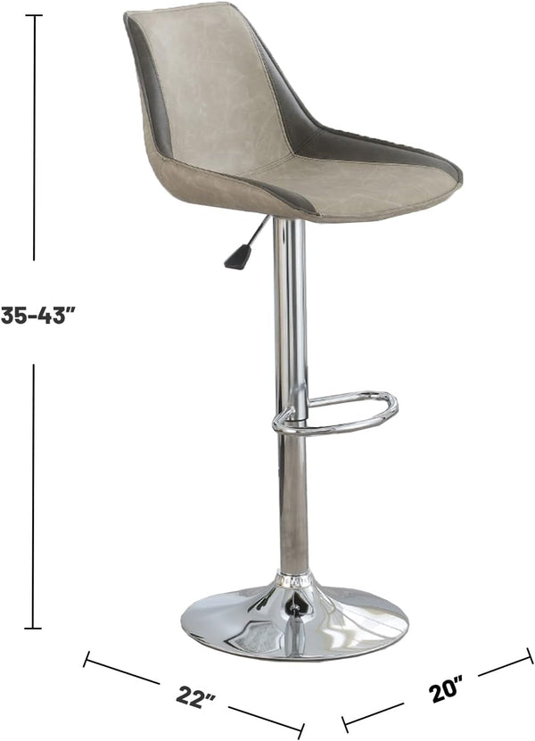 English Elm Dining Adjustable Bar Stool Set of 2 — Modern Faux Leather Upholstered Seats, Chrome Base, Height Adjustable LIGHT GREY 17 L x 21 W x 24 H B011P151353