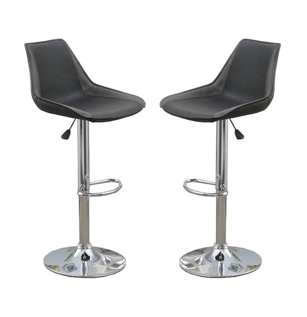 English Elm Dining Adjustable Bar Stool Set of 2 — Modern Faux Leather Upholstered Seats, Chrome Base, Height Adjustable Ebony 17 L x 21 W x 24 H B011P151354
