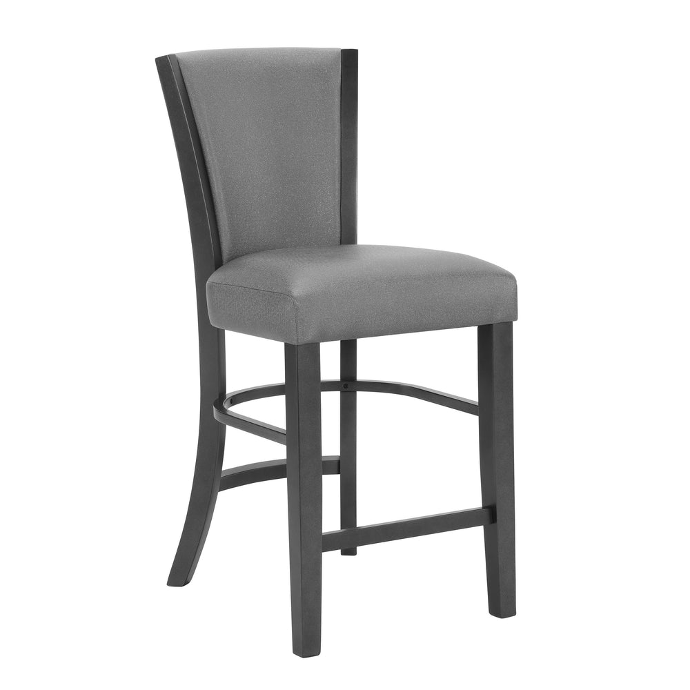 English Elm 2Pc Contemporary Glam Counter Height Dining Chairs - Plush Gray Fabric & Rich Black Wooden Frame B011P151403