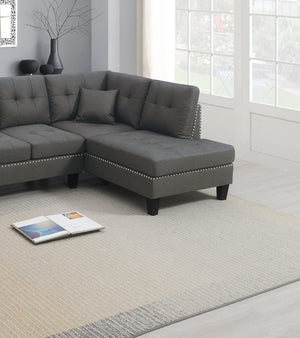 English Elm 2-PCS Sectional Sofa Set with Tufted Linen-Like Upholstery, Nailhead Trim, Plush Cushions, Modern Design Dark Coffee 34 L x 14 W x 67 H B011S00664