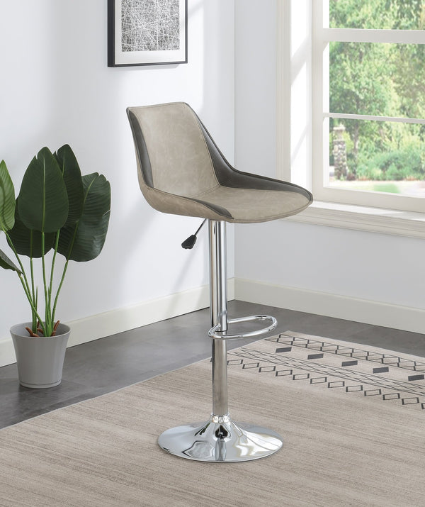 English Elm Dining Adjustable Bar Stool Set of 2 — Modern Faux Leather Upholstered Seats, Chrome Base, Height Adjustable LIGHT GREY 17 L x 21 W x 24 H B011P151353