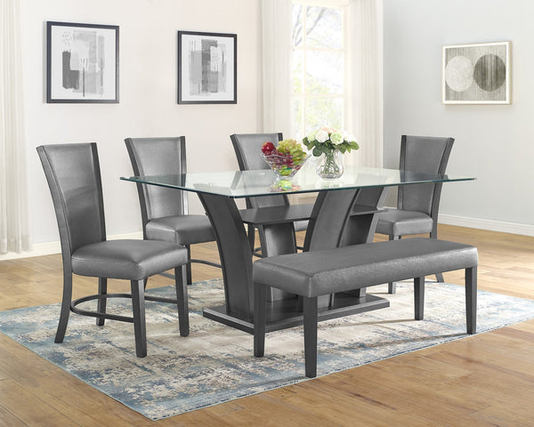English Elm 2Pc Contemporary Glam Upholstered Dining Side Chairs Set In Plush Gray Fabric With Black Frame B011P151400