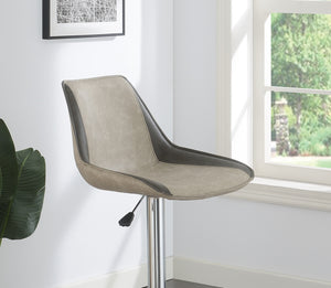 English Elm Dining Adjustable Bar Stool Set of 2 — Modern Faux Leather Upholstered Seats, Chrome Base, Height Adjustable LIGHT GREY 17 L x 21 W x 24 H B011P151353