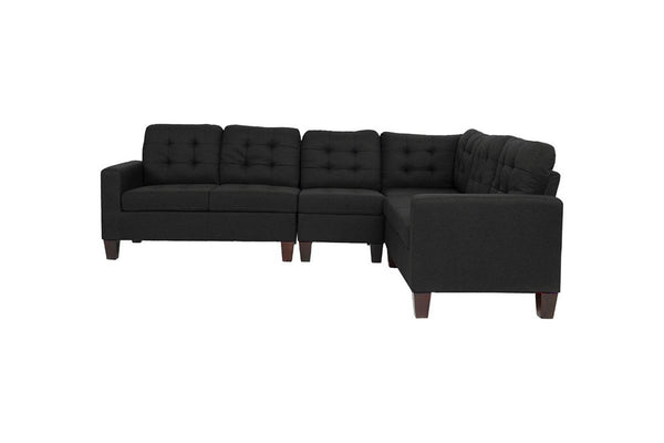 English Elm Modular Four Piece Sectional Sofa Black Polyfiber Tufted Living Room Couch Set B011S00677