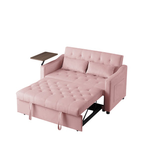 English Elm PINK Velvet Sofa Bed with Foam Seat, Solid Wood Frame, Plush Upholstery, Compact 46" L Convertible Couch W588136690