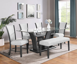 English Elm 2Pc Contemporary Glam Upholstered Dining Chairs Set In Dove Gray Fabric For Modern Elegance & Comfort B011P151401