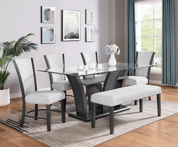 English Elm 2Pc Contemporary Glam Upholstered Dining Chairs Set In Dove Gray Fabric For Modern Elegance & Comfort B011P151401
