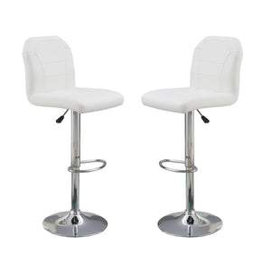 English Elm Adjustable Leather-Style Bar Stools Set of 2 with Chrome Base, Footrest, Modern Hotel-Style Appeal White 18 L x 18 W x 27 H B011P151352