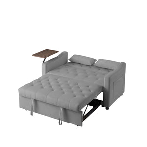 English Elm GREY Velvet Sofa Bed - Stylish Convertible Velvet Upholstery, Foam Comfort, Solid Wood Frame, Black Legs W588136689