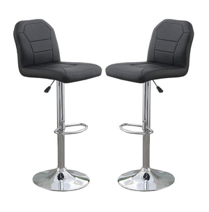 English Elm Adjustable Leather-Style Bar Stools Set of 2 with Chrome Base, Footrest, Modern Hotel-Style Appeal Black 18 L x 18 W x 27 H B011P151351