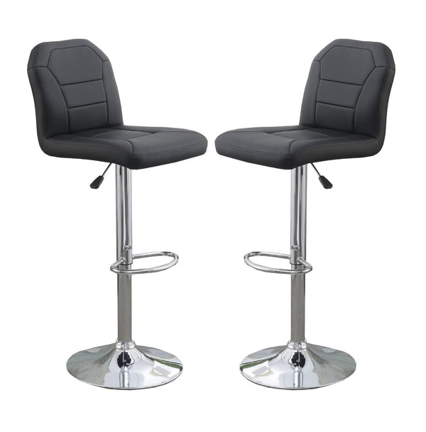 English Elm Adjustable Leather-Style Bar Stools Set of 2 with Chrome Base, Footrest, Modern Hotel-Style Appeal Black 18 L x 18 W x 27 H B011P151351
