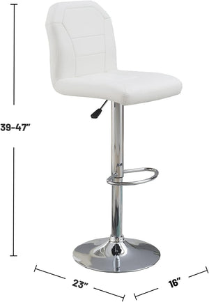 English Elm Adjustable Leather-Style Bar Stools Set of 2 with Chrome Base, Footrest, Modern Hotel-Style Appeal White 18 L x 18 W x 27 H B011P151352