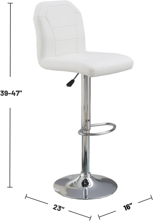 English Elm Adjustable Leather-Style Bar Stools Set of 2 with Chrome Base, Footrest, Modern Hotel-Style Appeal White 18 L x 18 W x 27 H B011P151352