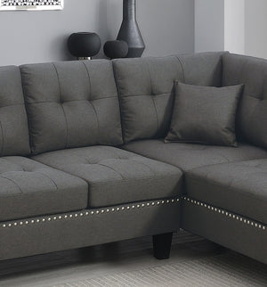 English Elm 2-PCS Sectional Sofa Set with Tufted Linen-Like Upholstery, Nailhead Trim, Plush Cushions, Modern Design Dark Coffee 34 L x 14 W x 67 H B011S00664