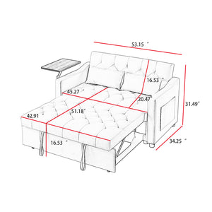 English Elm GREY Velvet Sofa Bed - Stylish Convertible Velvet Upholstery, Foam Comfort, Solid Wood Frame, Black Legs W588136689